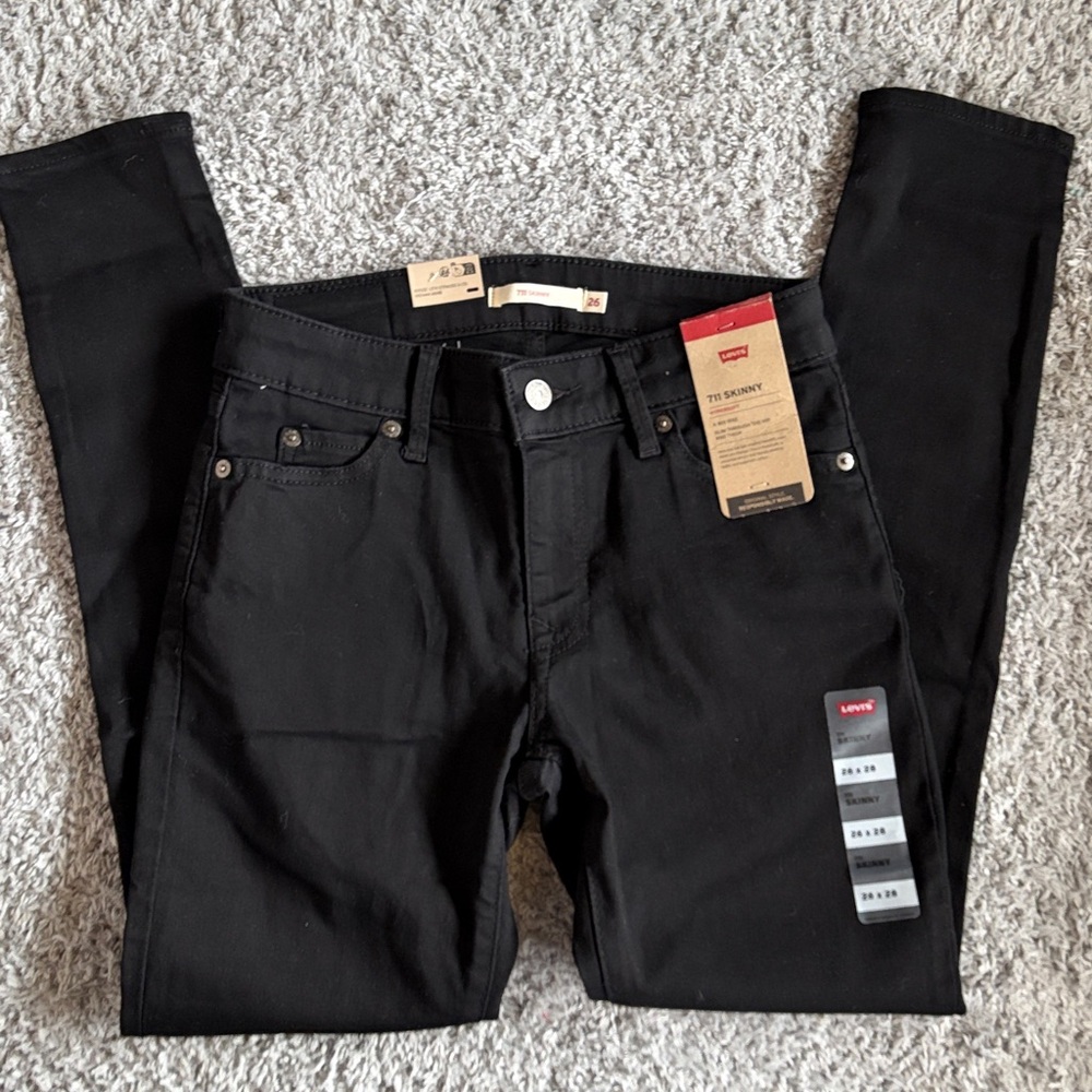 ✨$25✨Levi's 711 Skinny Jeans |Black | 2 Short | W26 L28  NWT - Picture 4 of 10